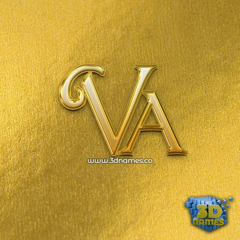va in All Gold style - 3D name wallpaper