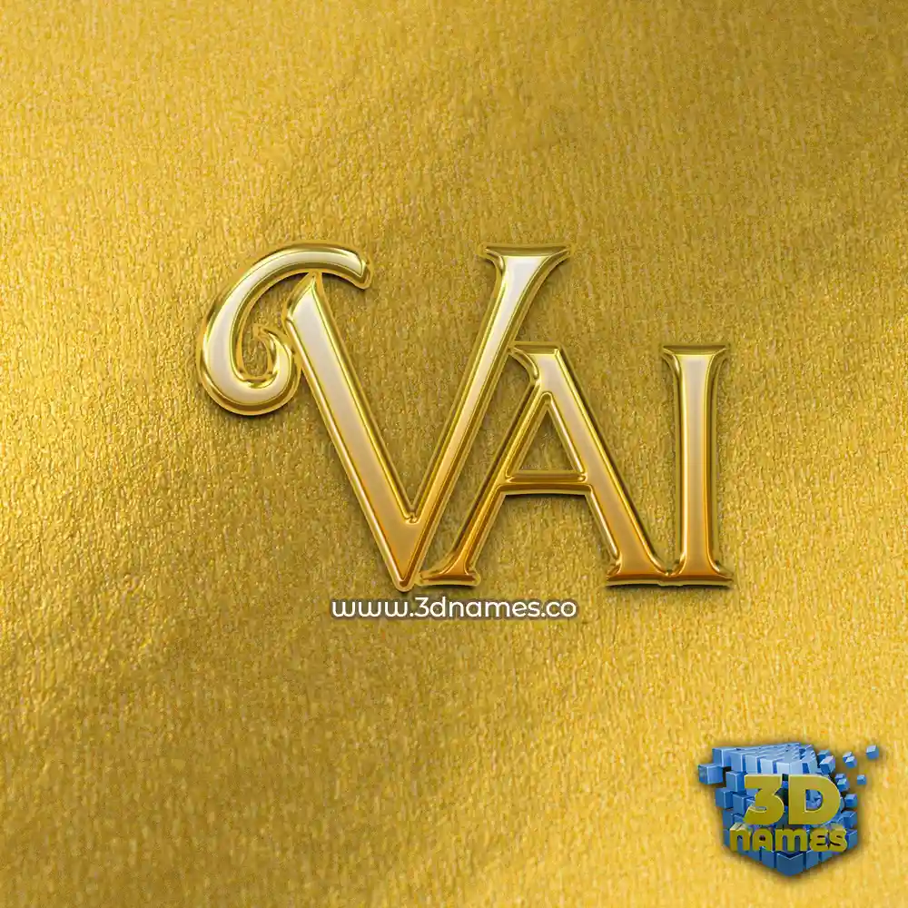 vai in All Gold style - 3D name wallpaper