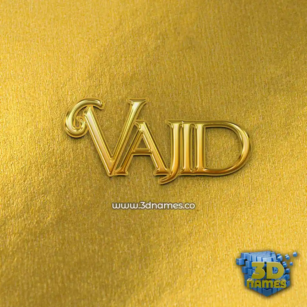 vajid in All Gold style - 3D name wallpaper