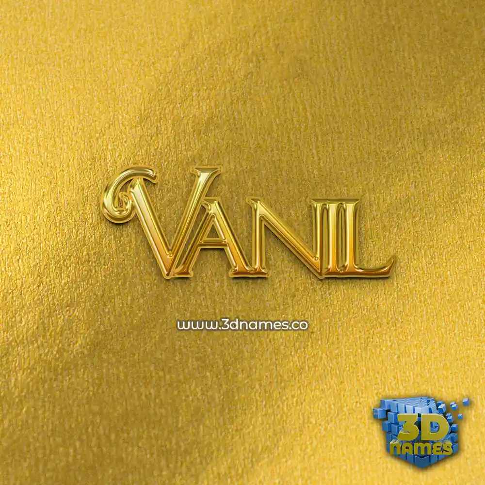 vanil in All Gold style - 3D name wallpaper