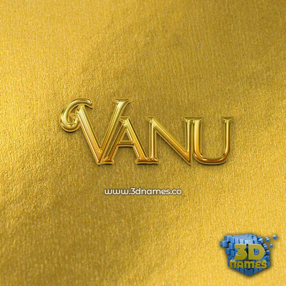 vanu in All Gold style - 3D name wallpaper