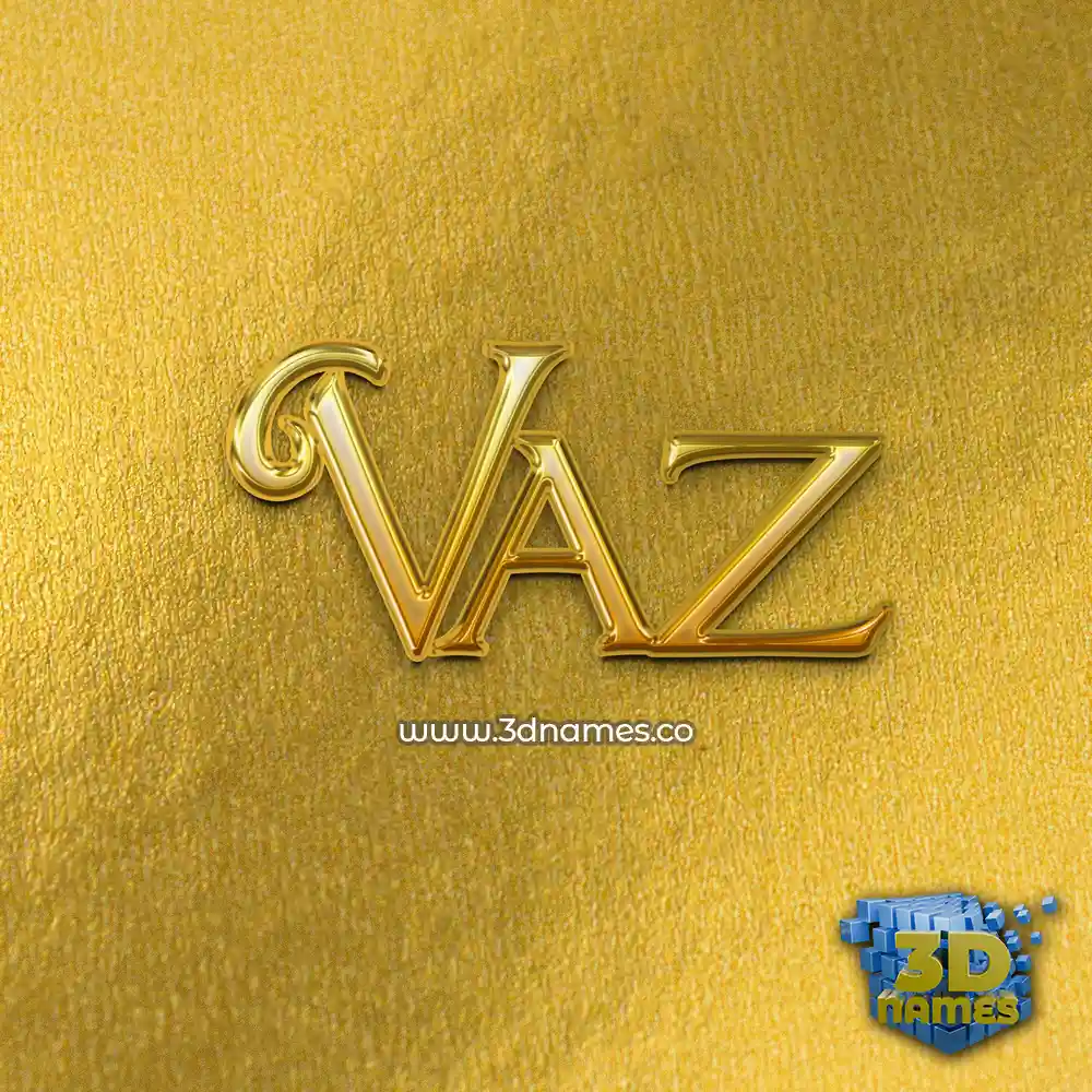 vaz in All Gold style - 3D name wallpaper