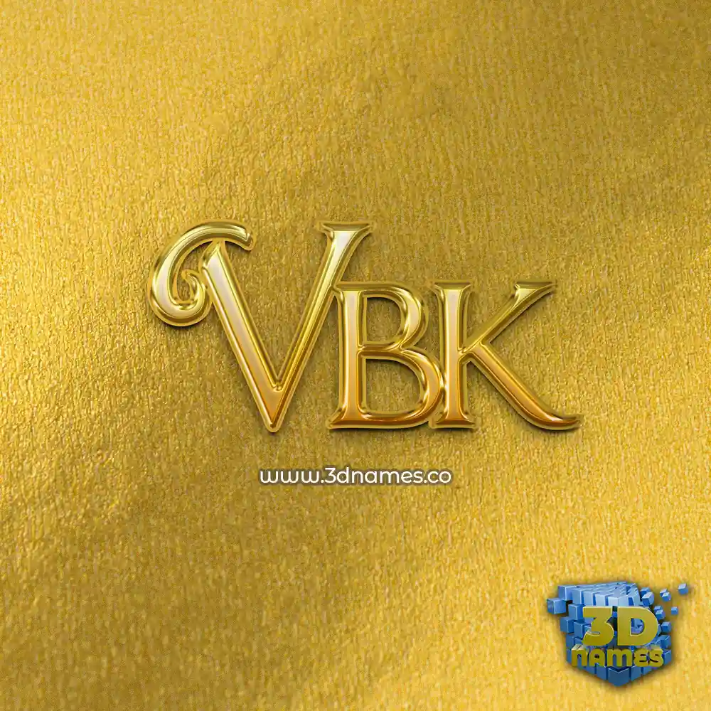 vbk in All Gold style - 3D name wallpaper