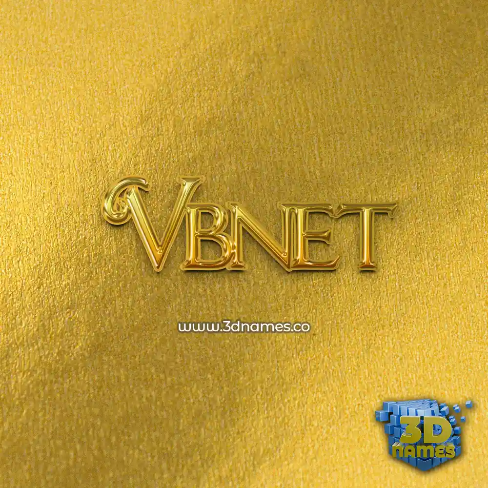 vbnet in All Gold style - 3D name wallpaper