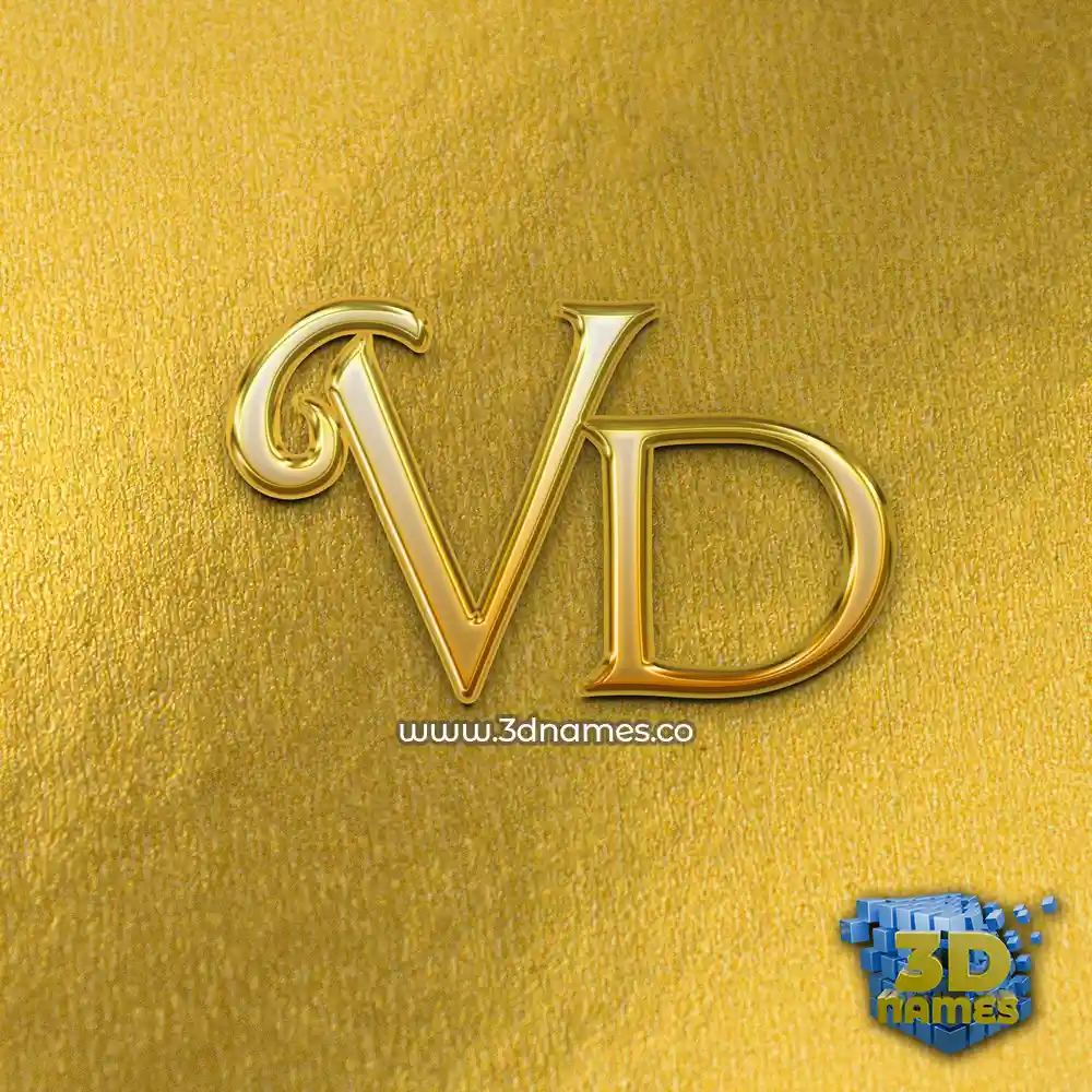 vd in All Gold style - 3D name wallpaper