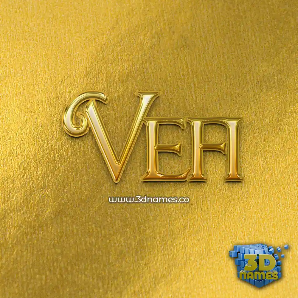 vefi in All Gold style - 3D name wallpaper