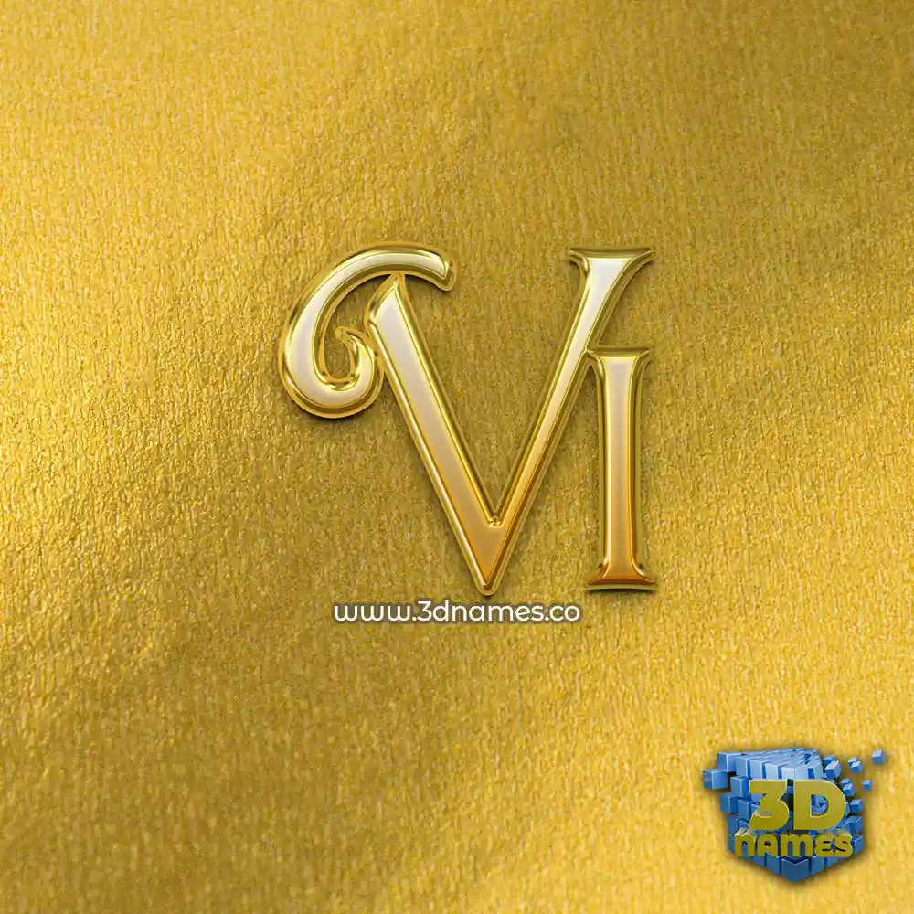 vi in All Gold style - 3D name wallpaper