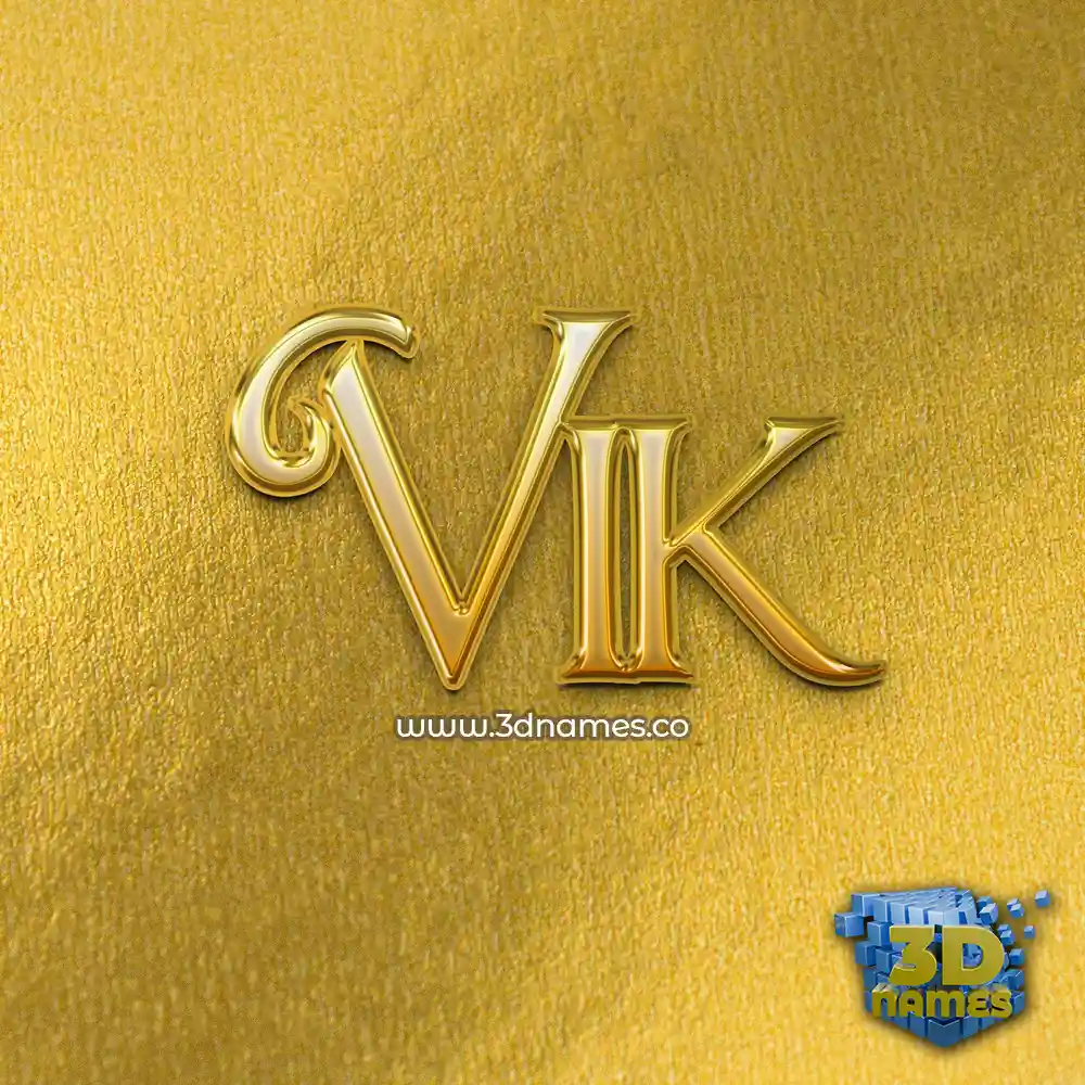 vik in All Gold style - 3D name wallpaper