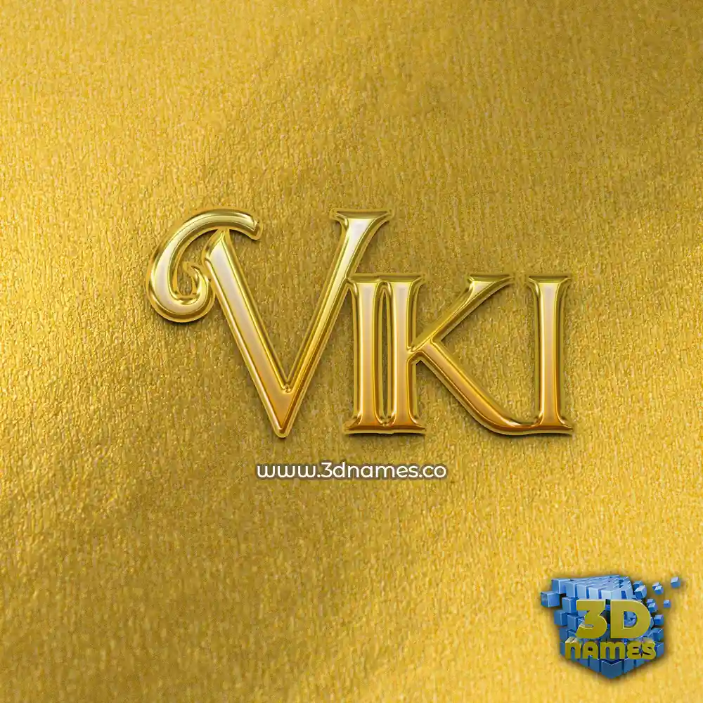 viki in All Gold style - 3D name wallpaper