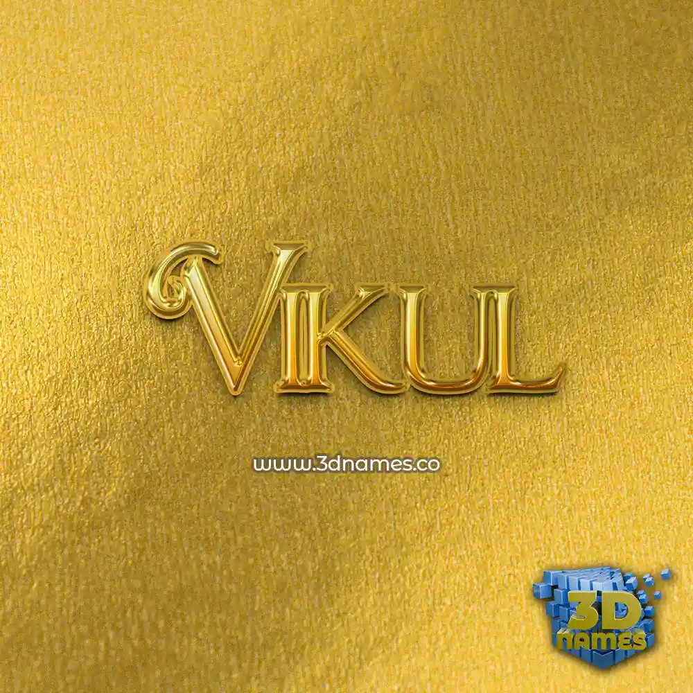 vikul in All Gold style - 3D name wallpaper