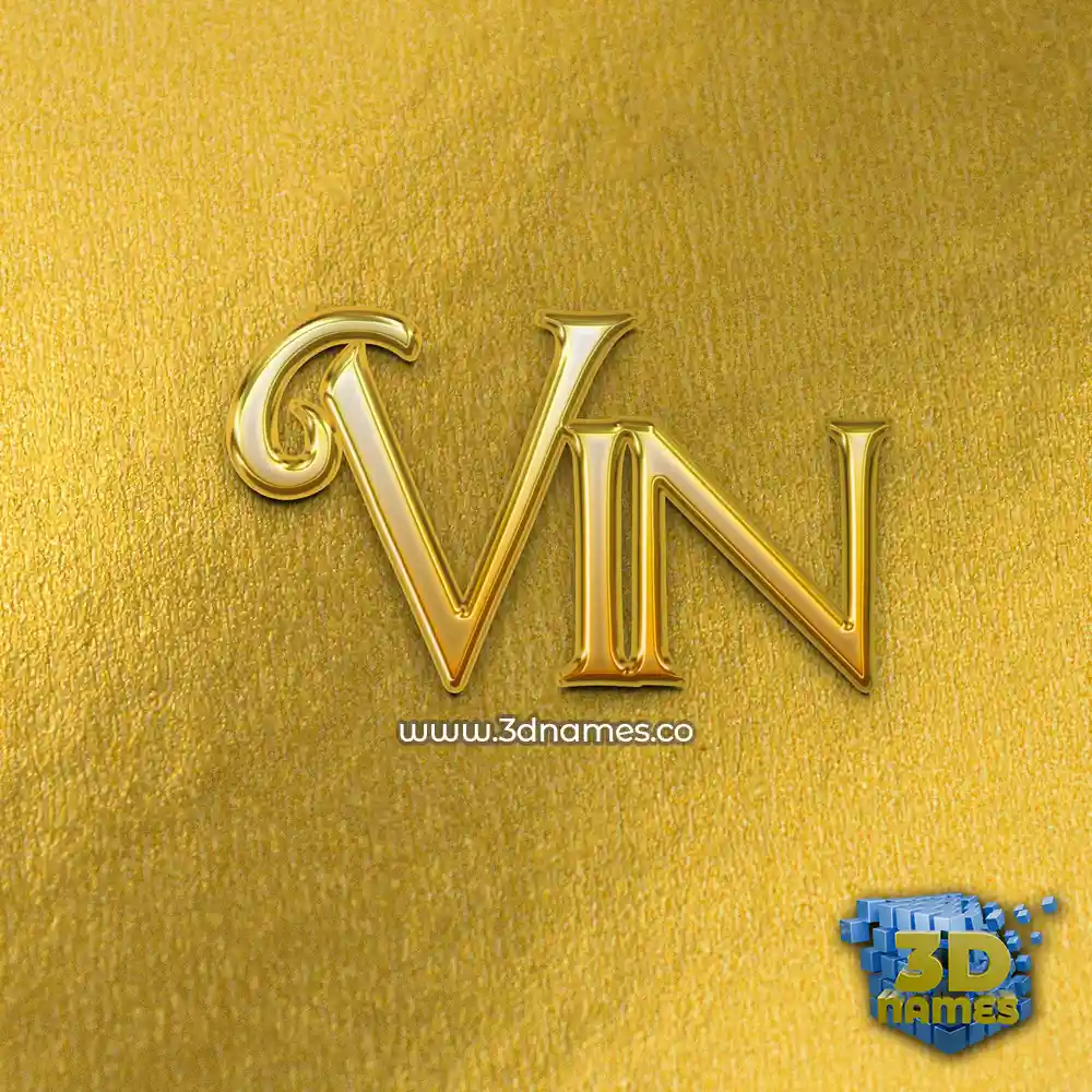 vin in All Gold style - 3D name wallpaper