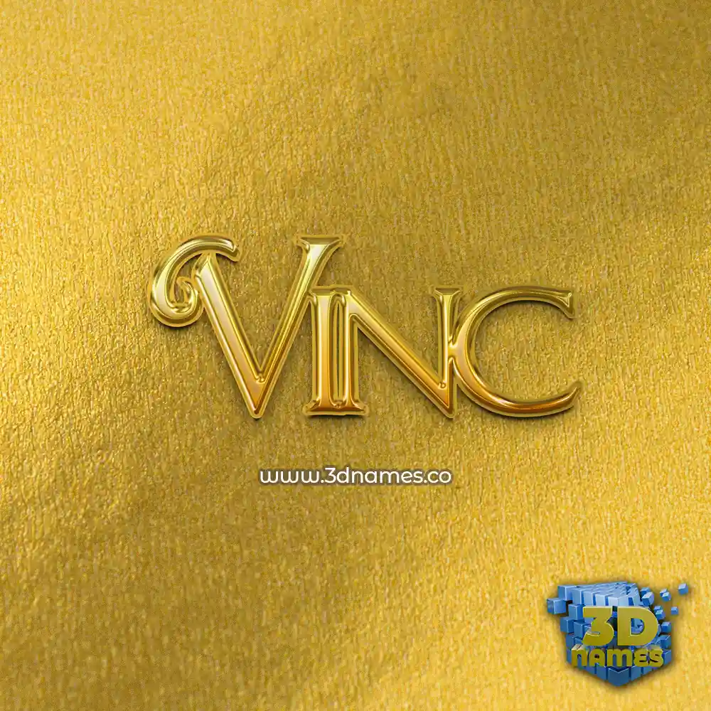 vinc in All Gold style - 3D name wallpaper