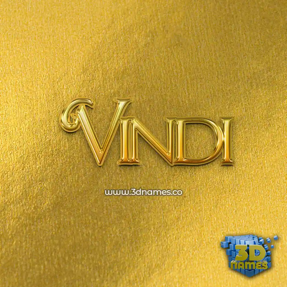 vindi in All Gold style - 3D name wallpaper