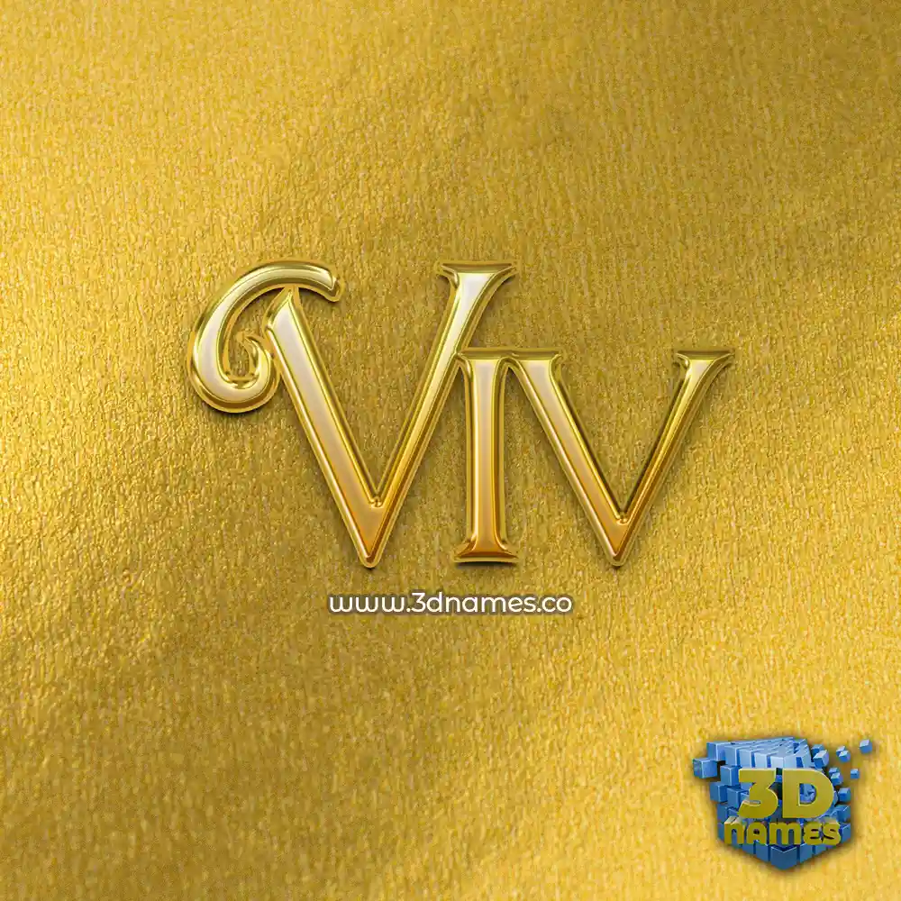 viv in All Gold style - 3D name wallpaper