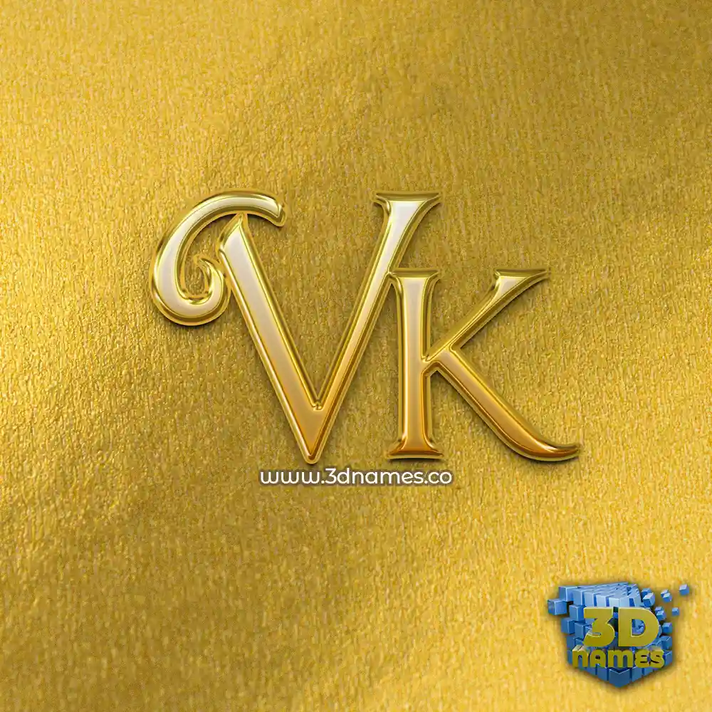 vk in All Gold style - 3D name wallpaper