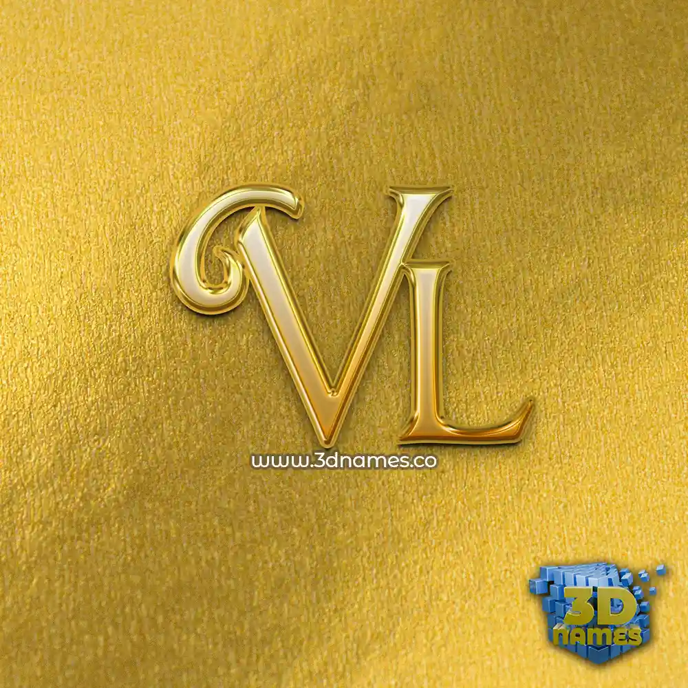 vl in All Gold style - 3D name wallpaper