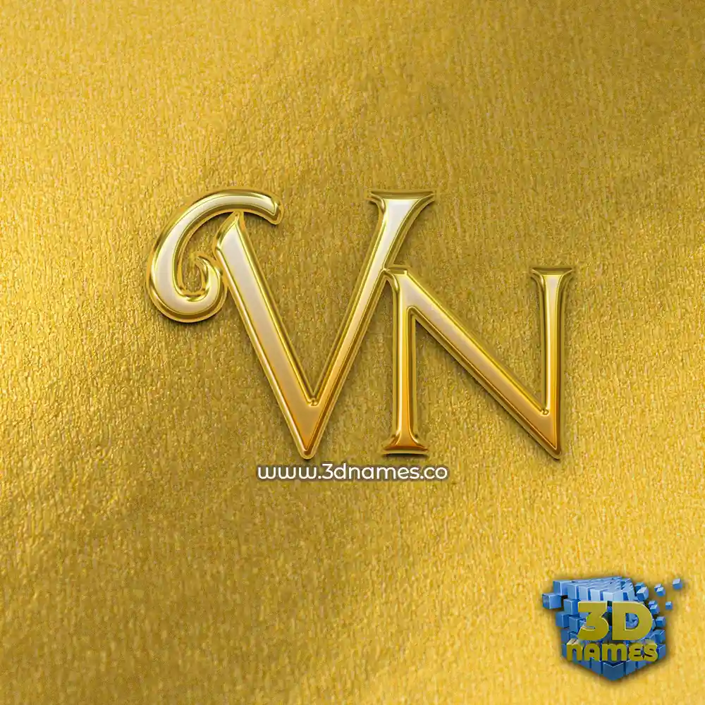 vn in All Gold style - 3D name wallpaper