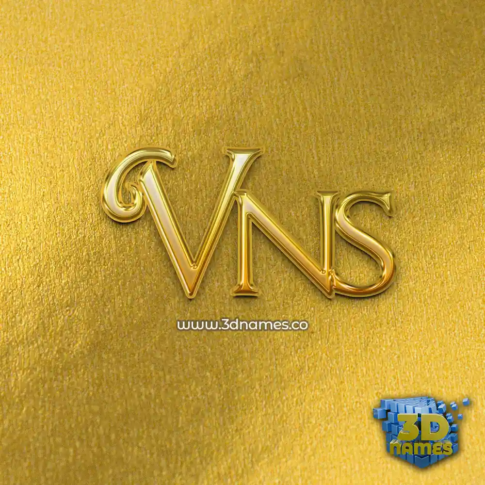 vns in All Gold style - 3D name wallpaper