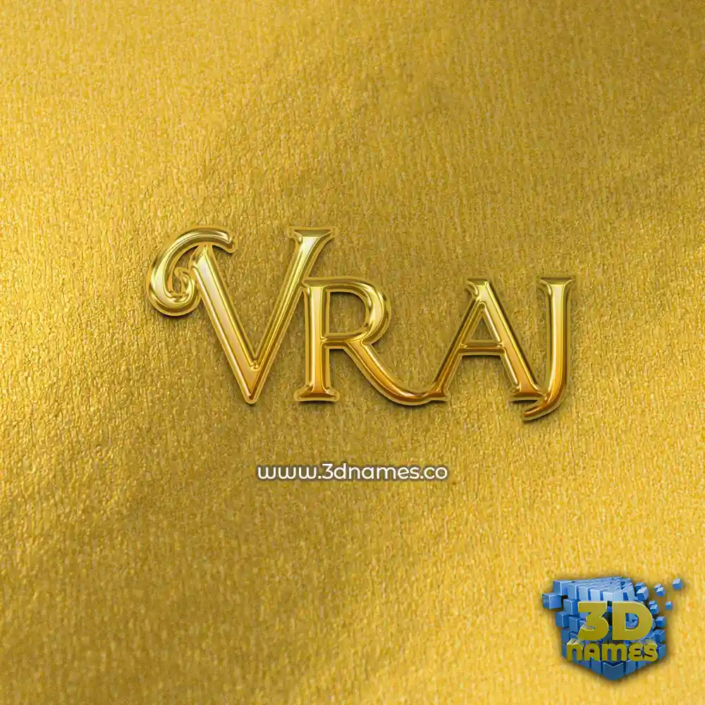 vraj in All Gold style - 3D name wallpaper