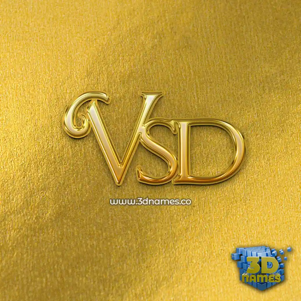 vsd in All Gold style - 3D name wallpaper