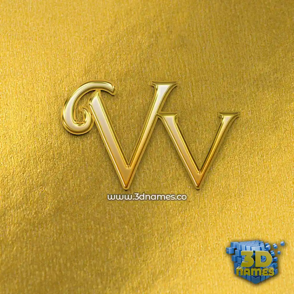 vv in All Gold style - 3D name wallpaper