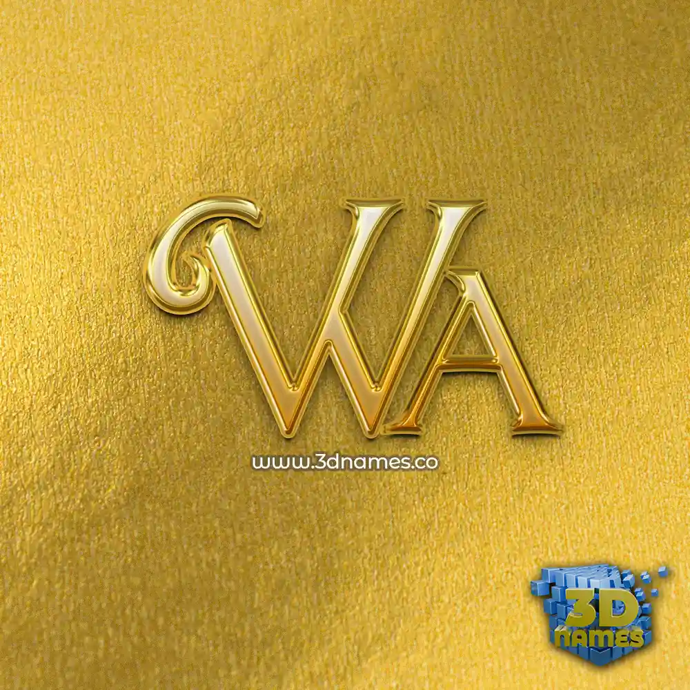 wa in All Gold style - 3D name wallpaper