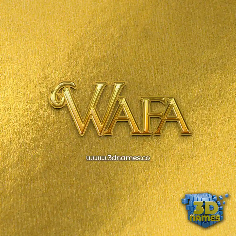 wafa in All Gold style - 3D name wallpaper