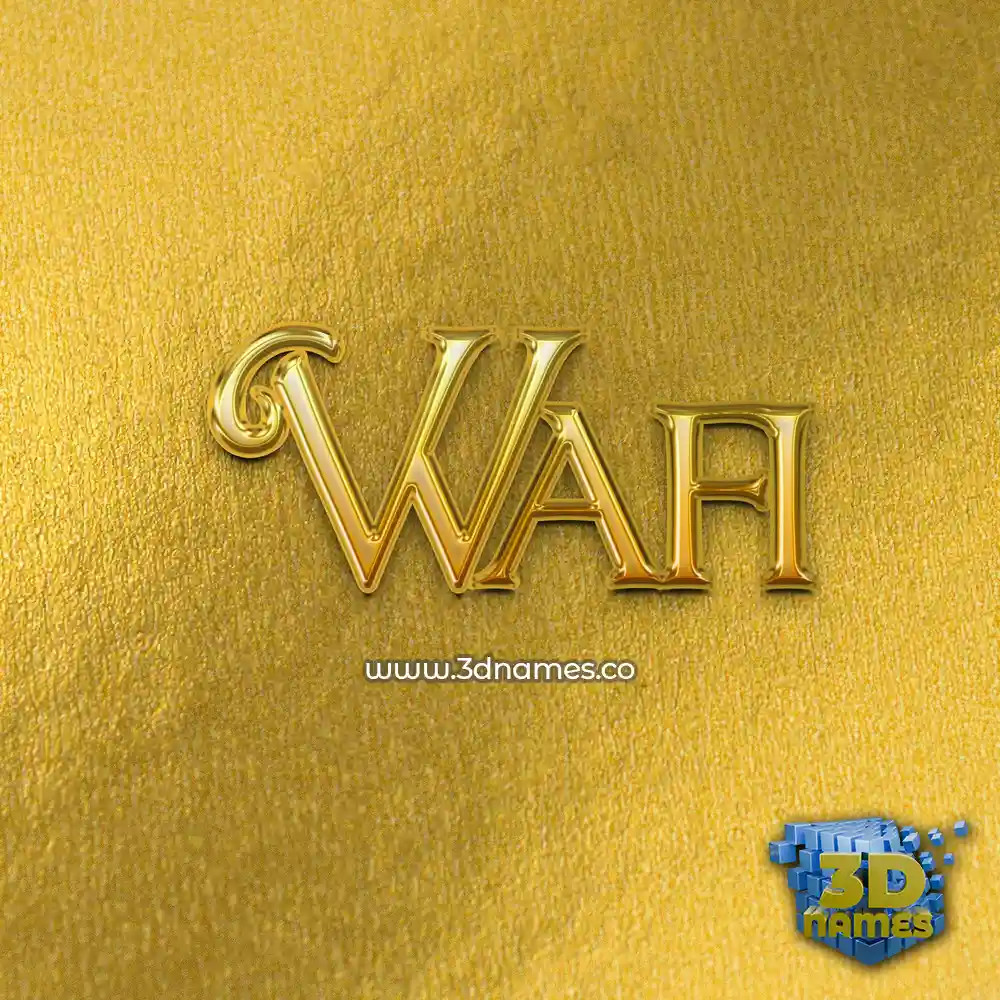 wafi in All Gold style - 3D name wallpaper