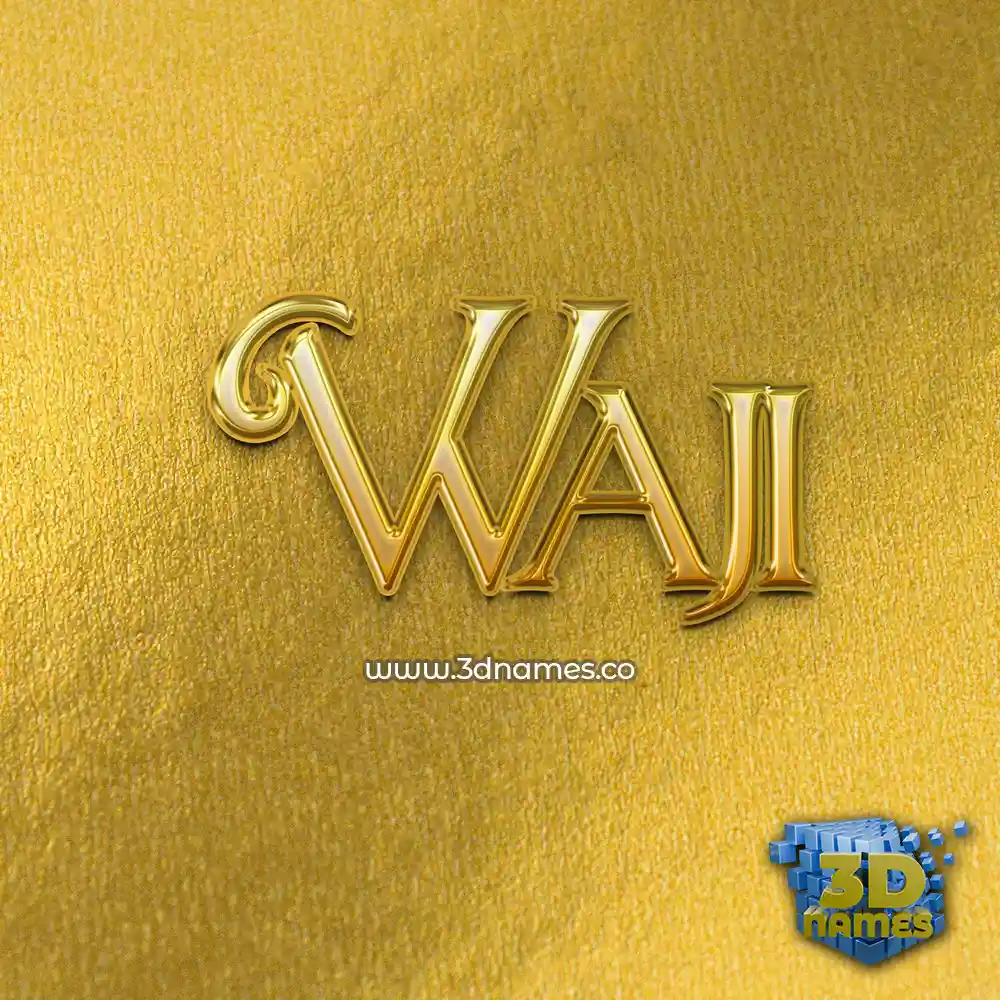 waji in All Gold style - 3D name wallpaper