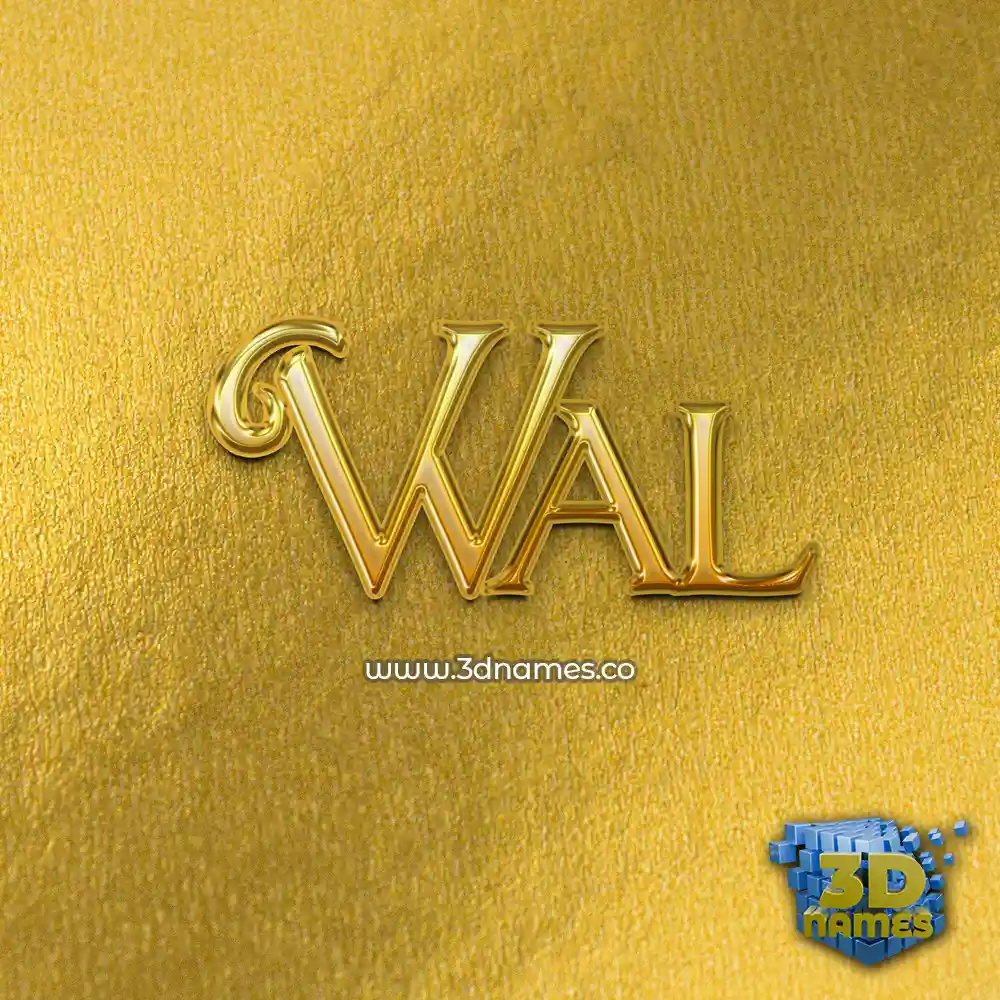 wal in All Gold style - 3D name wallpaper