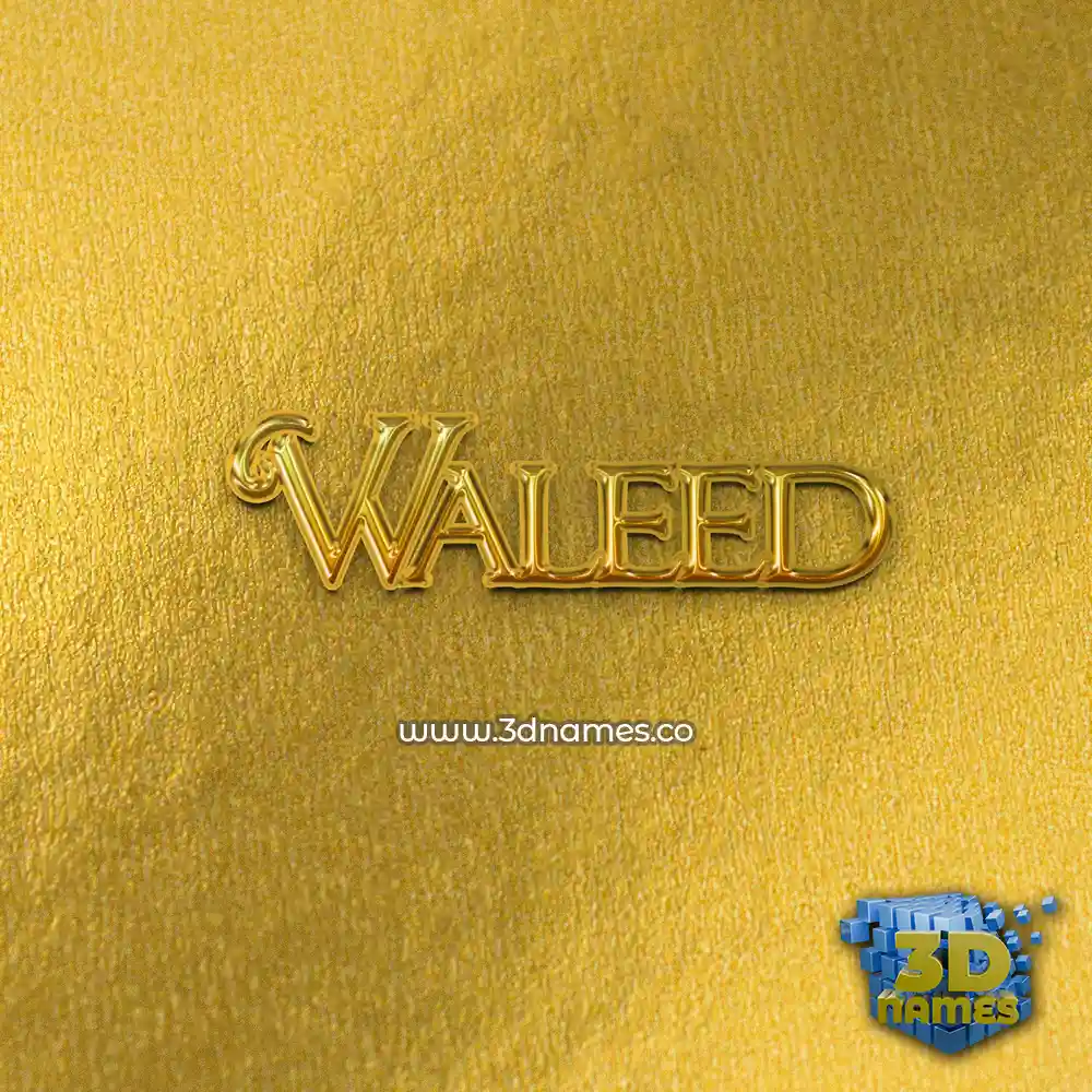 waleed in All Gold style - 3D name wallpaper