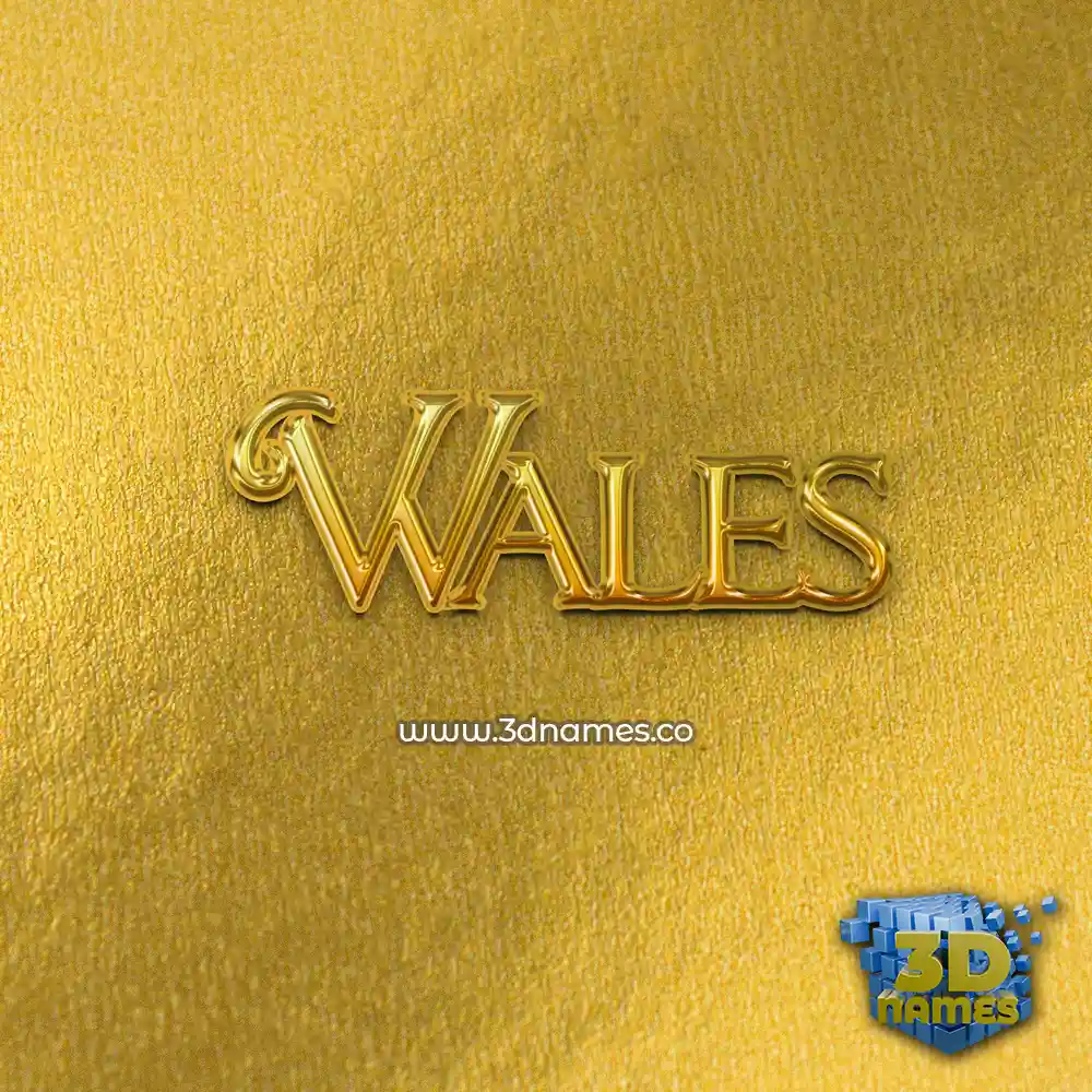 wales in All Gold style - 3D name wallpaper