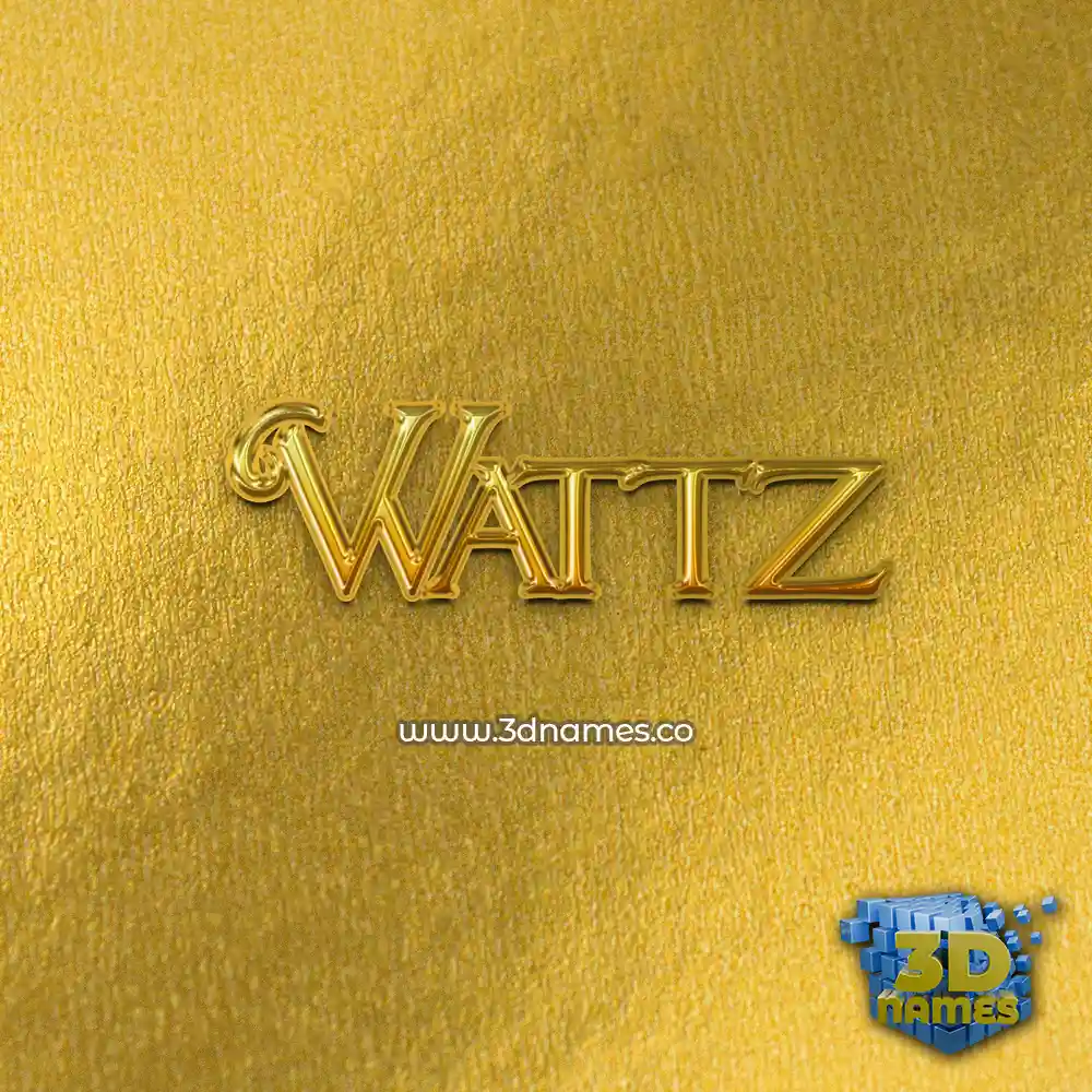 wattz in All Gold style - 3D name wallpaper