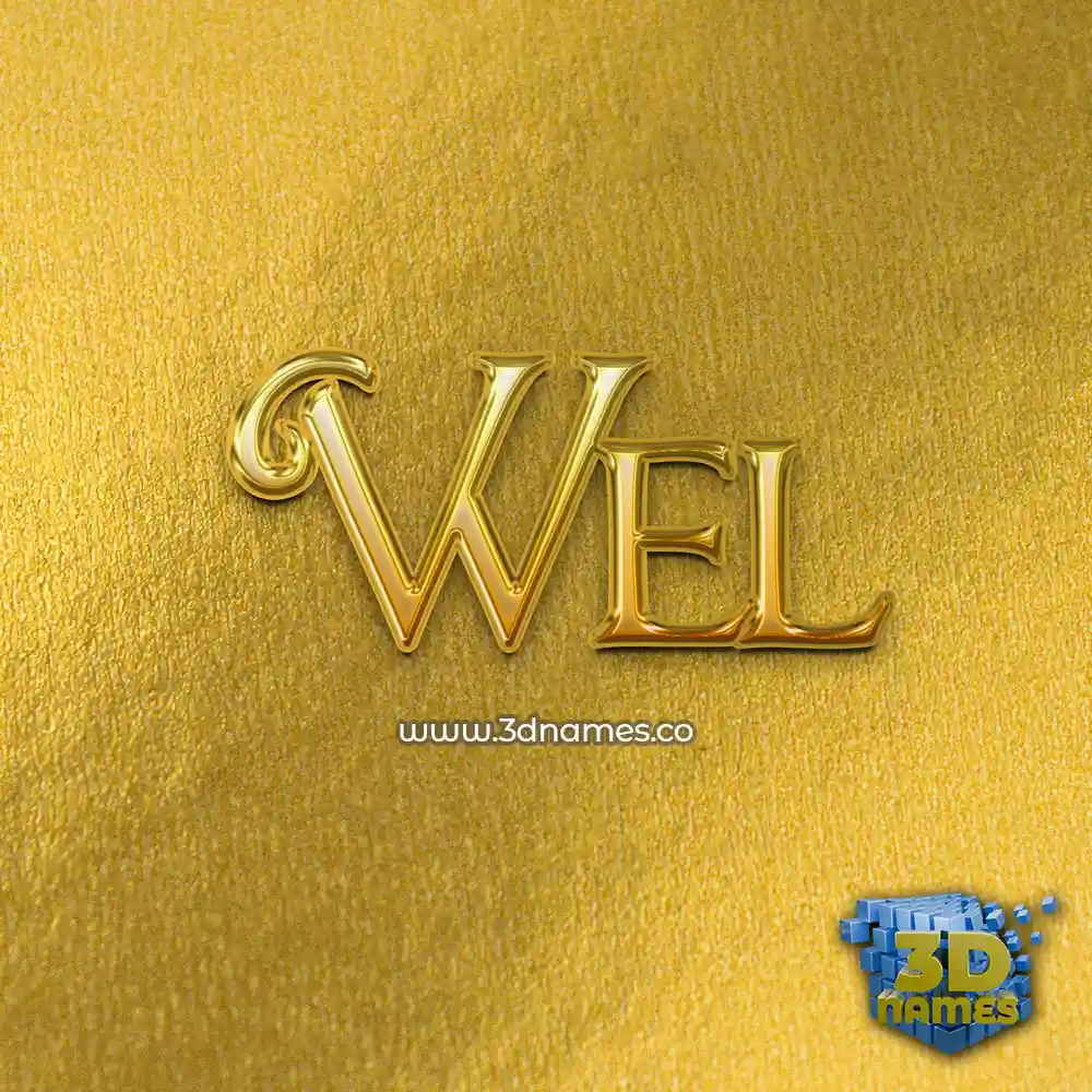 wel in All Gold style - 3D name wallpaper