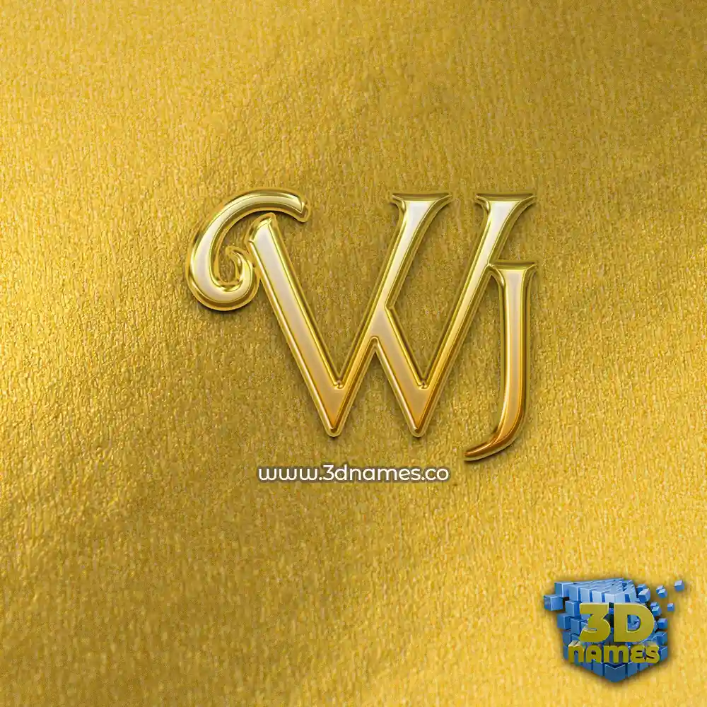 wj in All Gold style - 3D name wallpaper