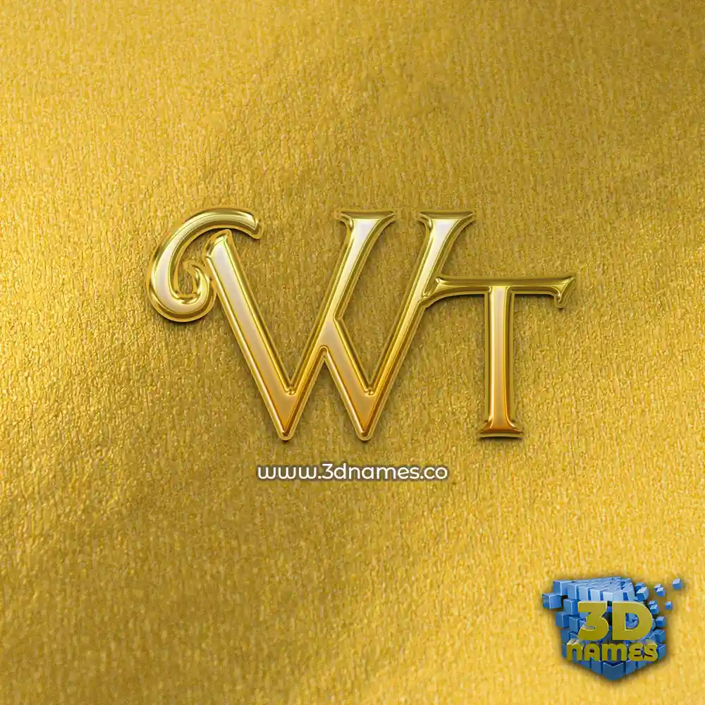 wt in All Gold style - 3D name wallpaper