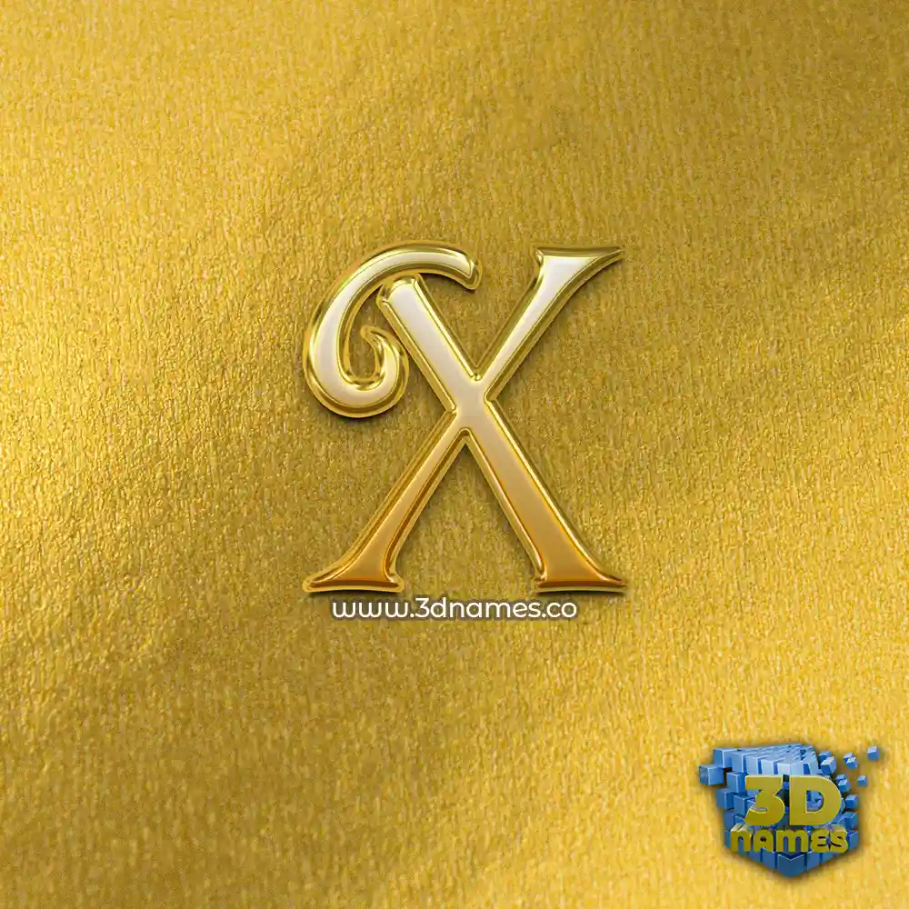 x in All Gold style - 3D name wallpaper