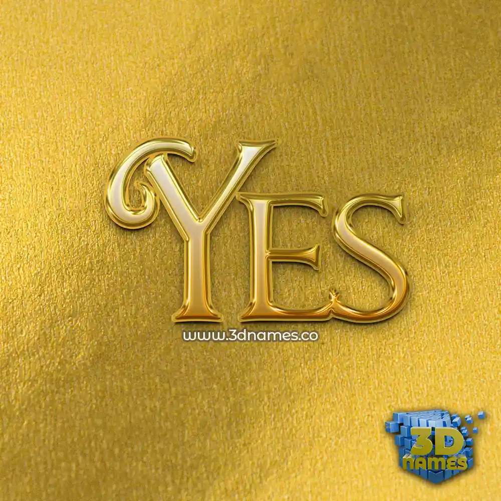 yes in All Gold style - 3D name wallpaper