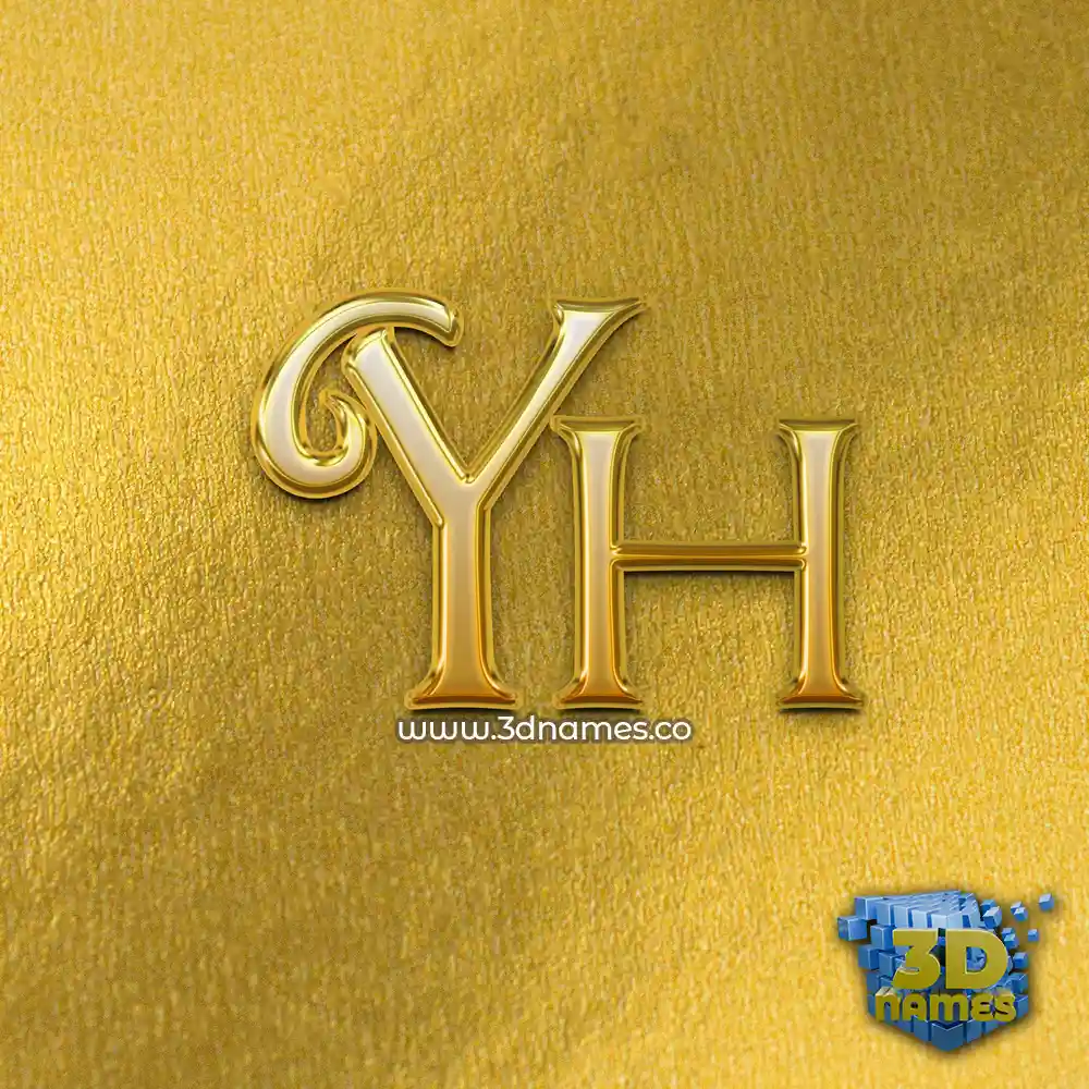yh in All Gold style - 3D name wallpaper
