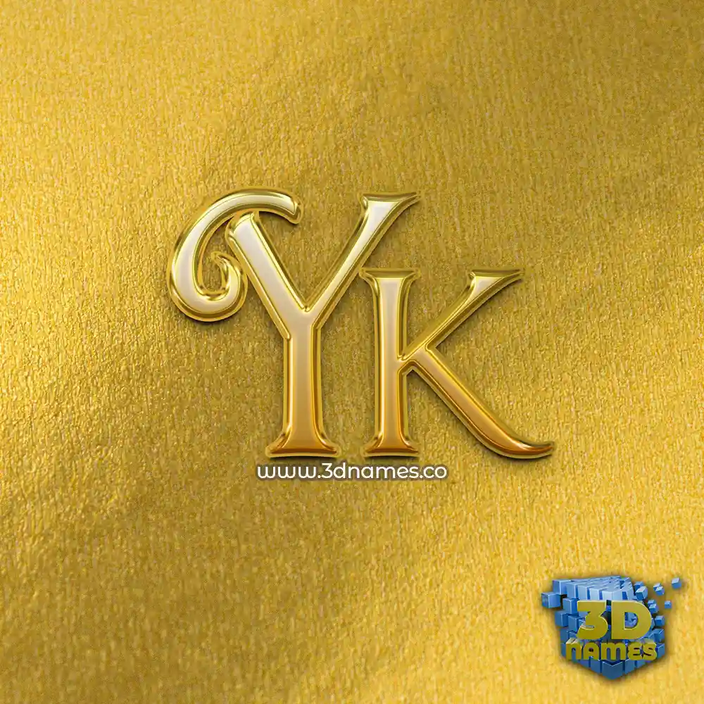 yk in All Gold style - 3D name wallpaper