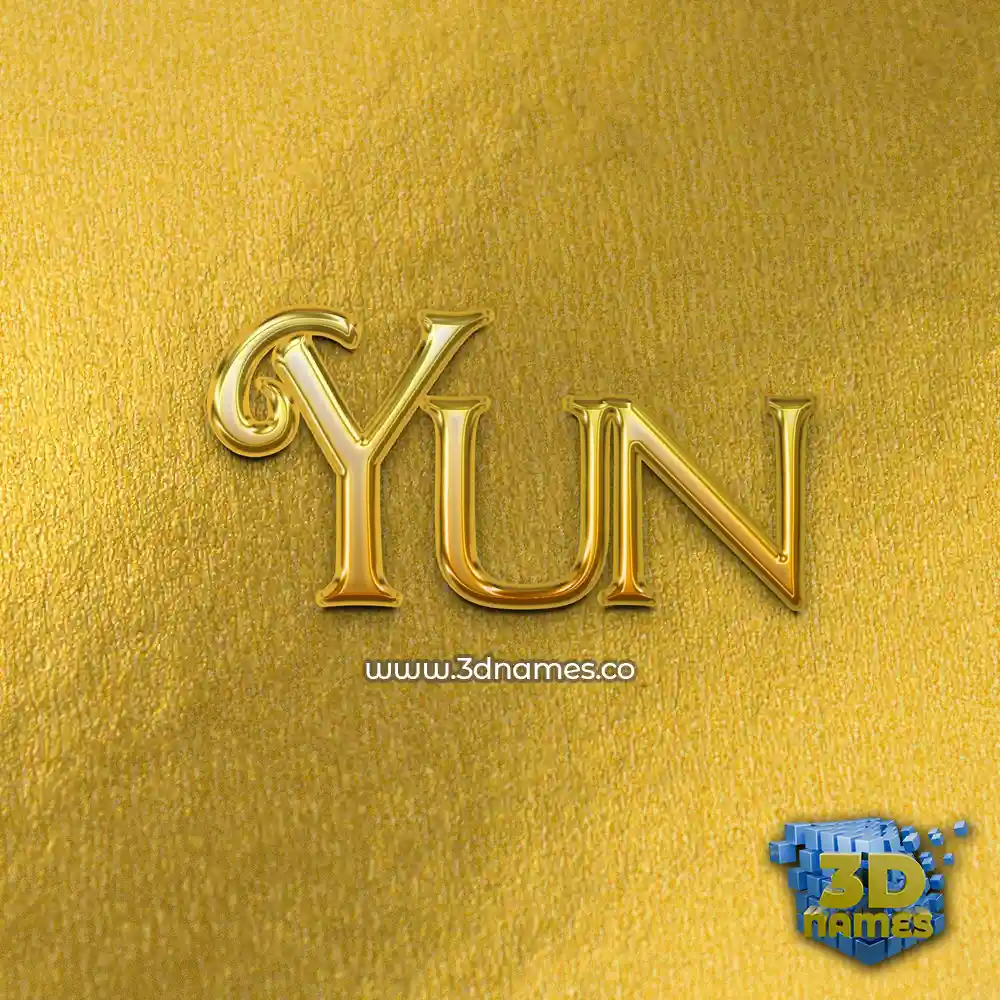 yun in All Gold style - 3D name wallpaper