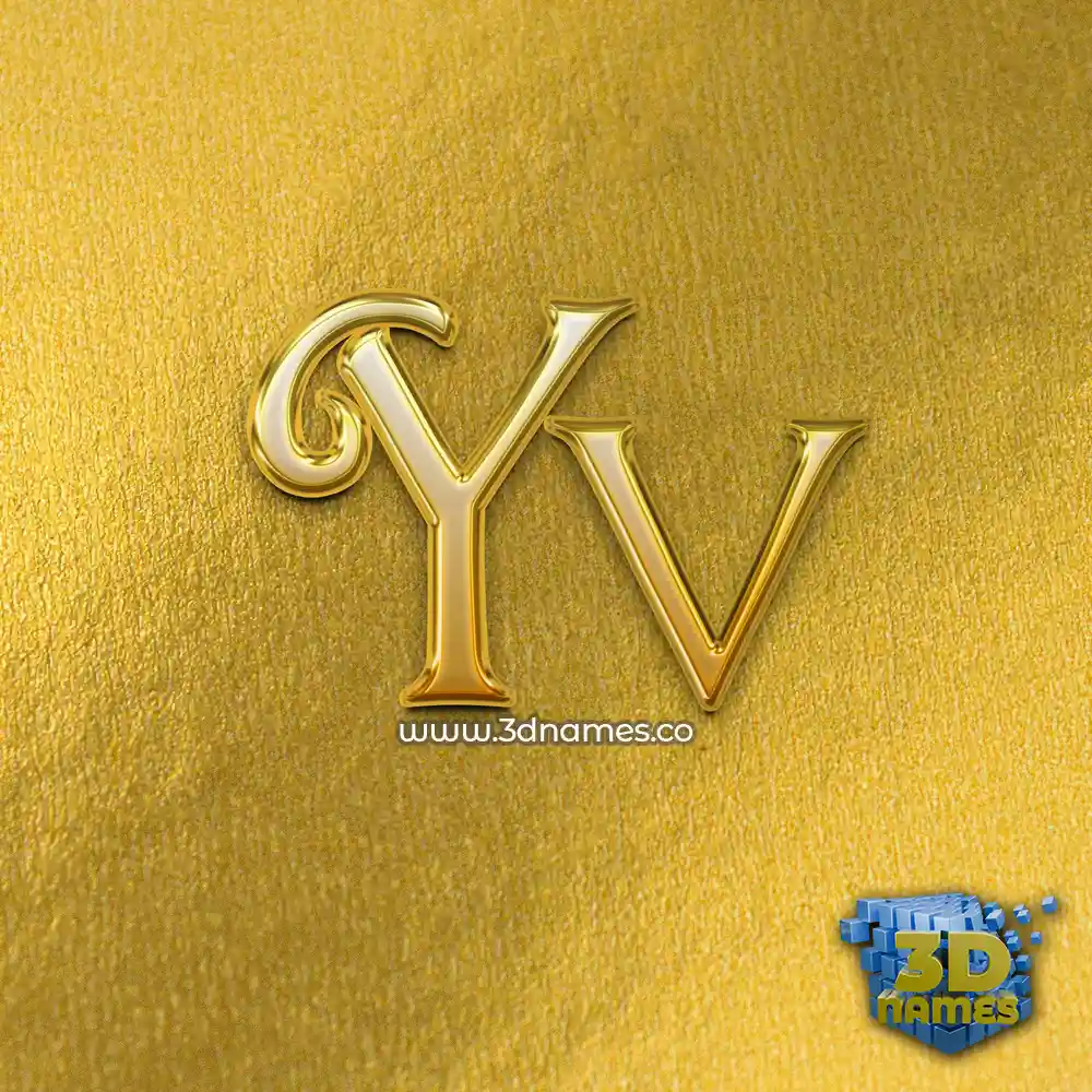 yv in All Gold style - 3D name wallpaper
