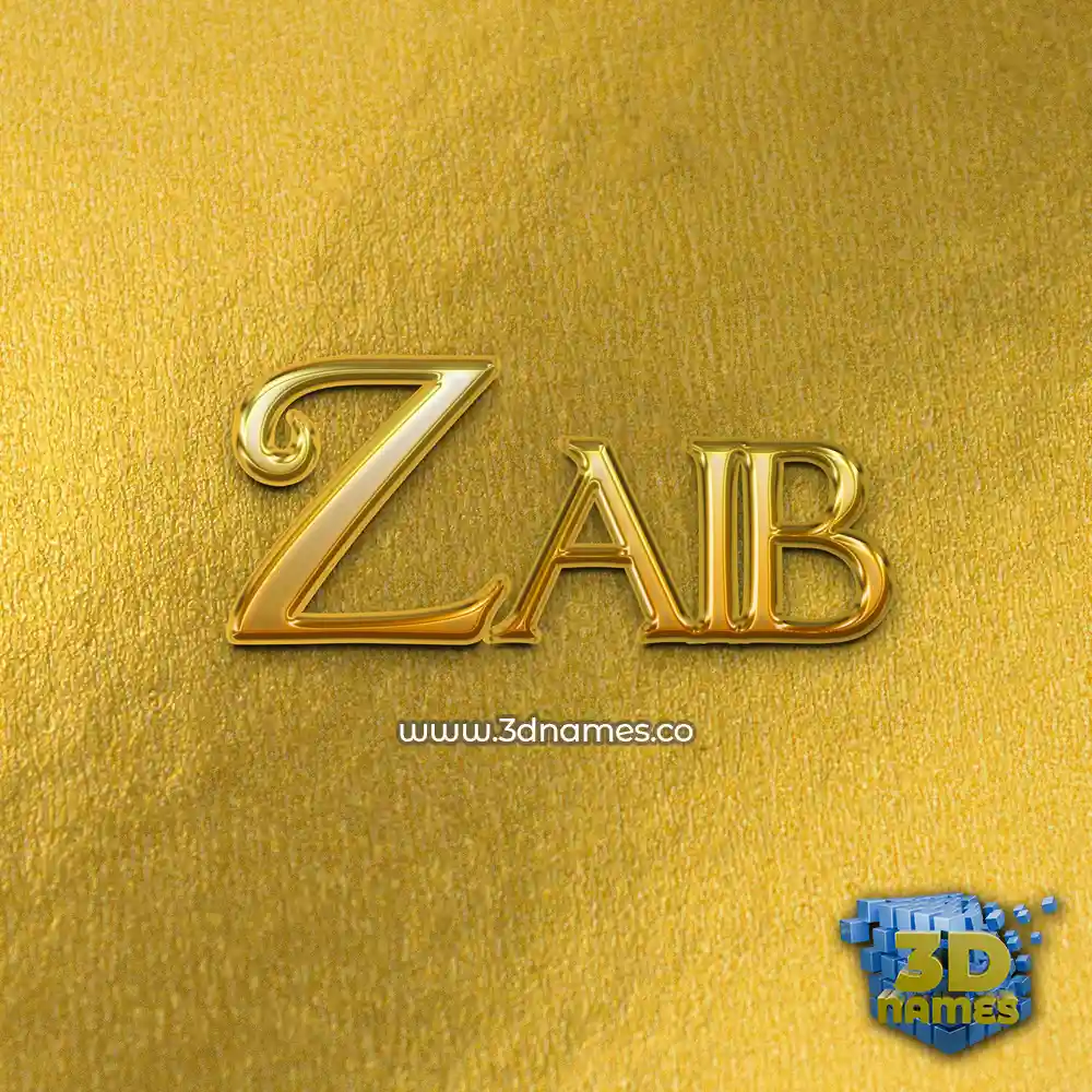 zaib in All Gold style - 3D name wallpaper