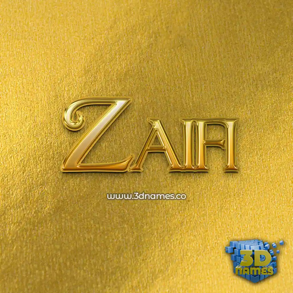 zaifi in All Gold style - 3D name wallpaper