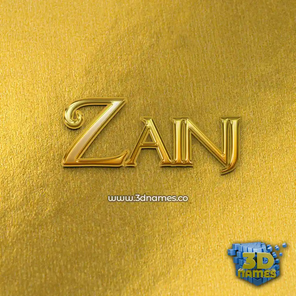 zainj in All Gold style - 3D name wallpaper