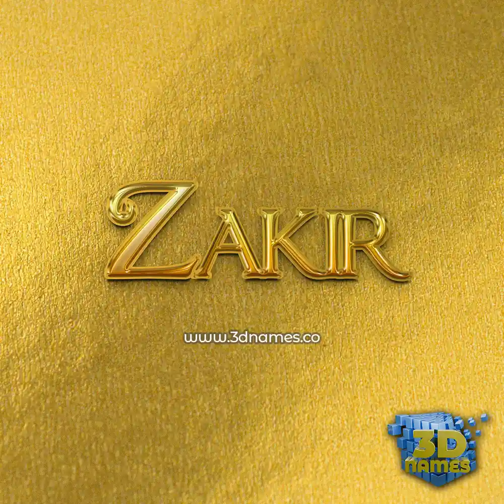 zakir in All Gold style - 3D name wallpaper