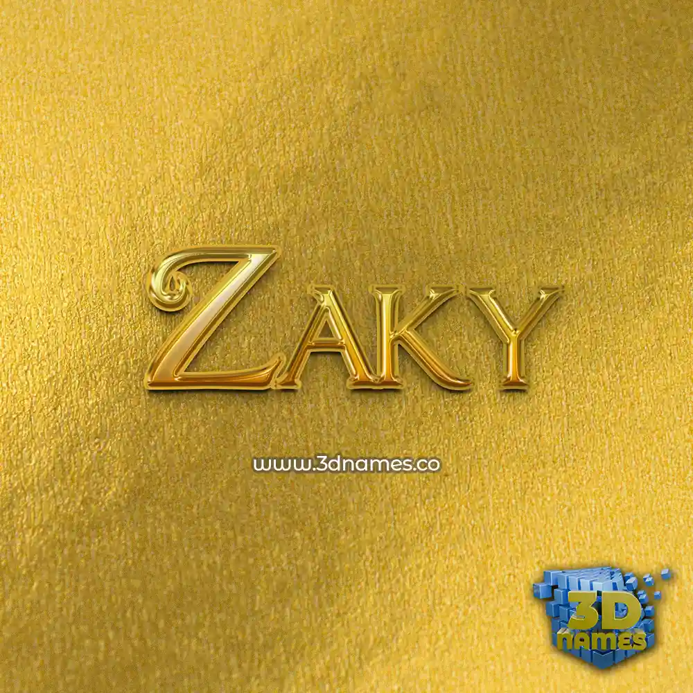 zaky in All Gold style - 3D name wallpaper