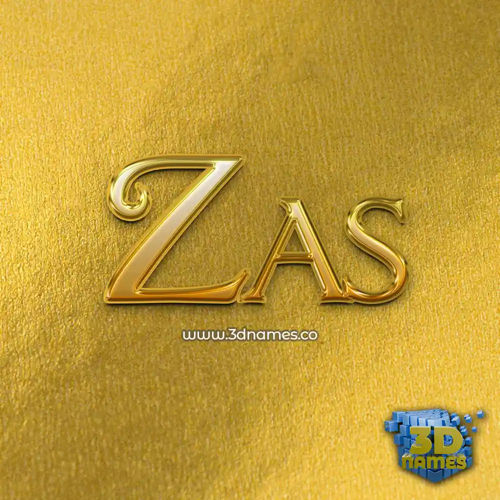 zas in All Gold style - 3D name wallpaper