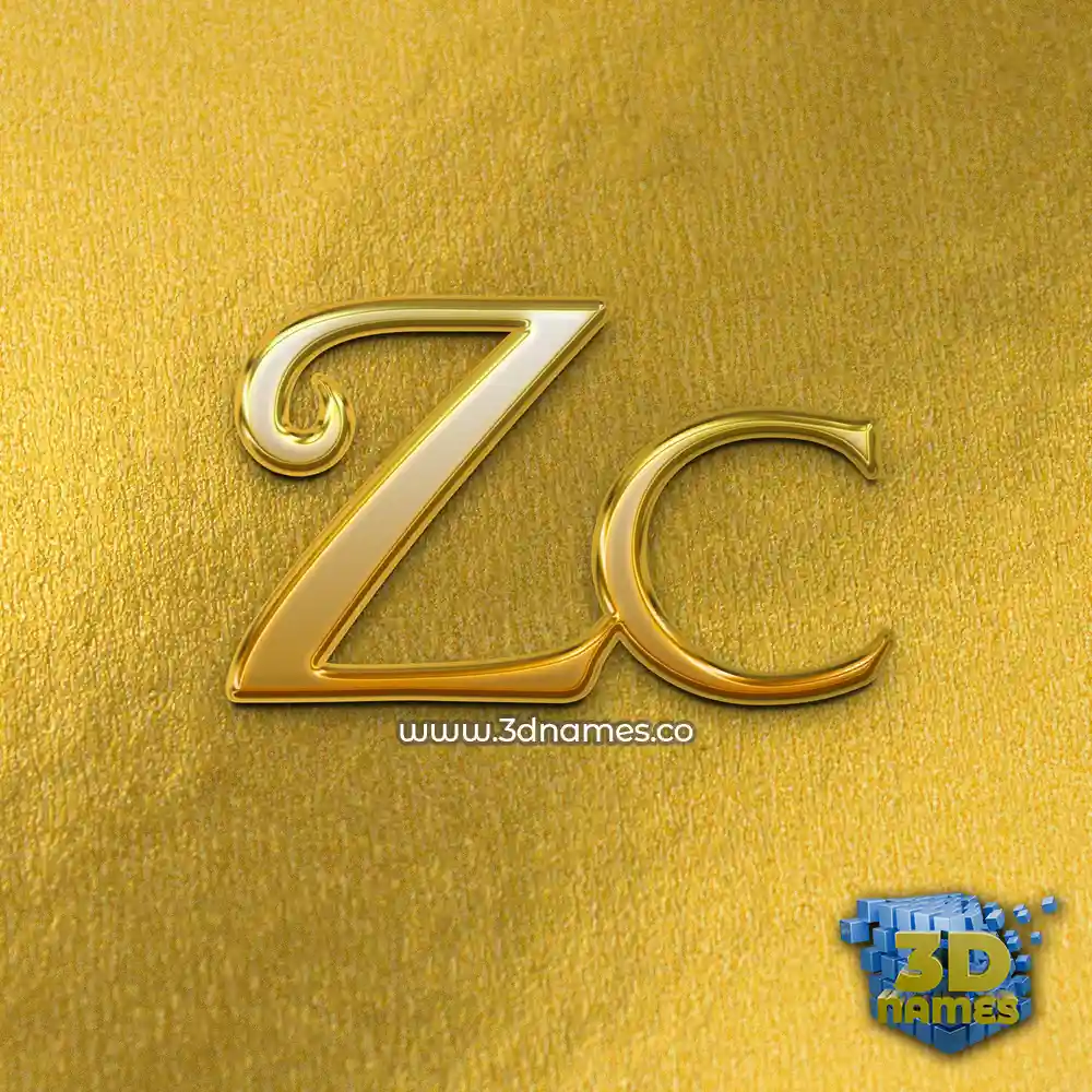 zc in All Gold style - 3D name wallpaper