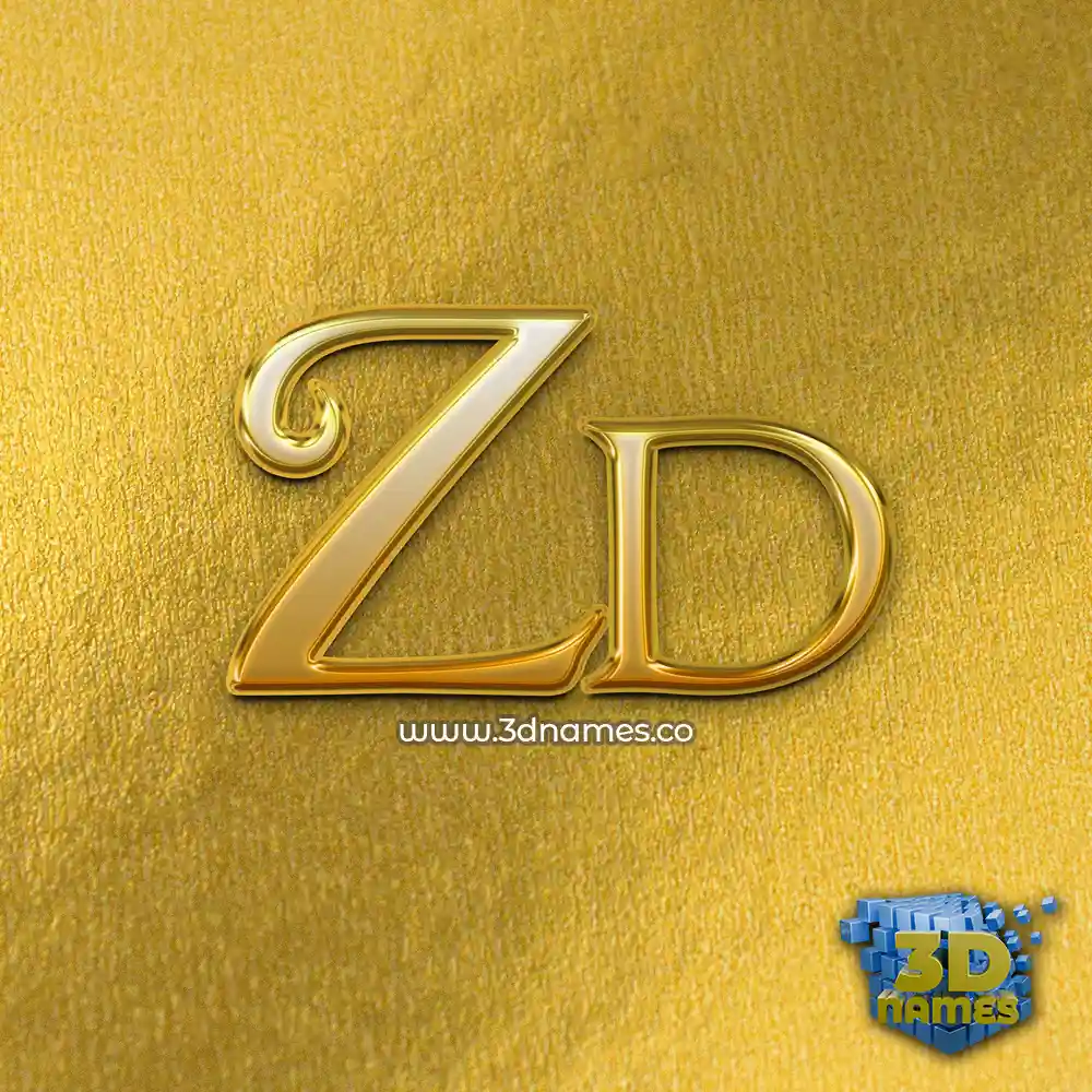 zd in All Gold style - 3D name wallpaper